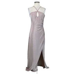 AQUA Women's Formal Dress Size 10 Purple Sleeveless Halter Long Evening Gown